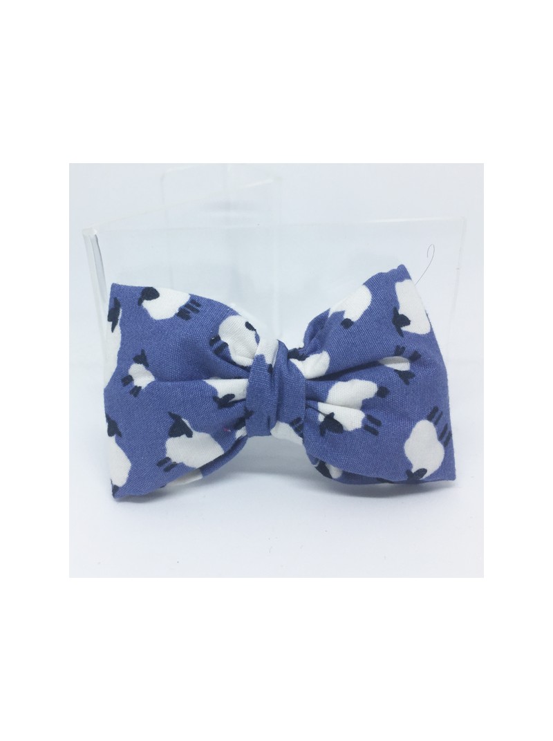Broche Noeud-Papillon petit modèle Motifs mouton Bleu lavande