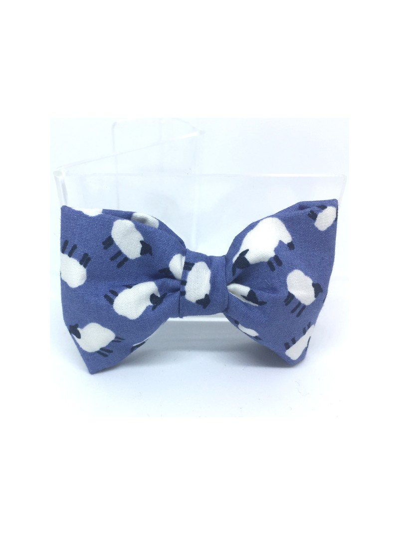 Broche Noeud-Papillon petit modèle Motifs mouton Bleu lavande