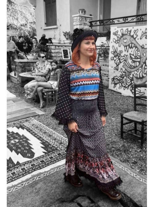 Robe longue impressions graphiques - 1