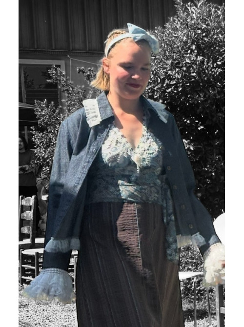 Veste jeans bleu & dentelles