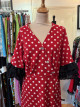 Robe flamenca rouge à pois blancs - 4