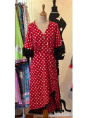 Robe flamenca rouge à pois blancs
