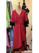 Robe flamenca rouge à pois blancs - 5